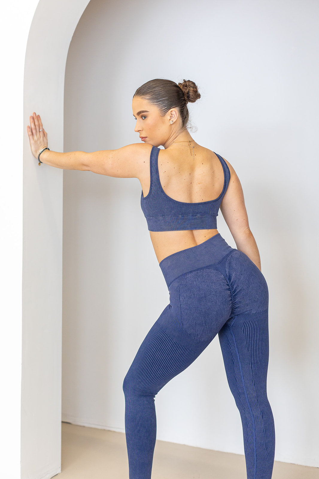 Ribbed Luxe Navy Sports Bra