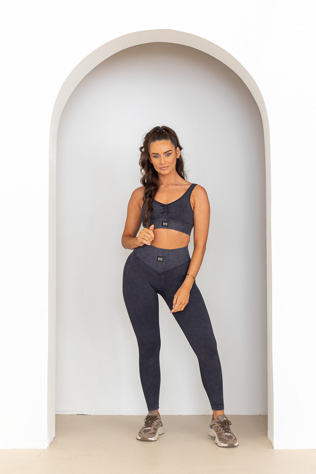 Ribbed Luxe Black Sports Bra