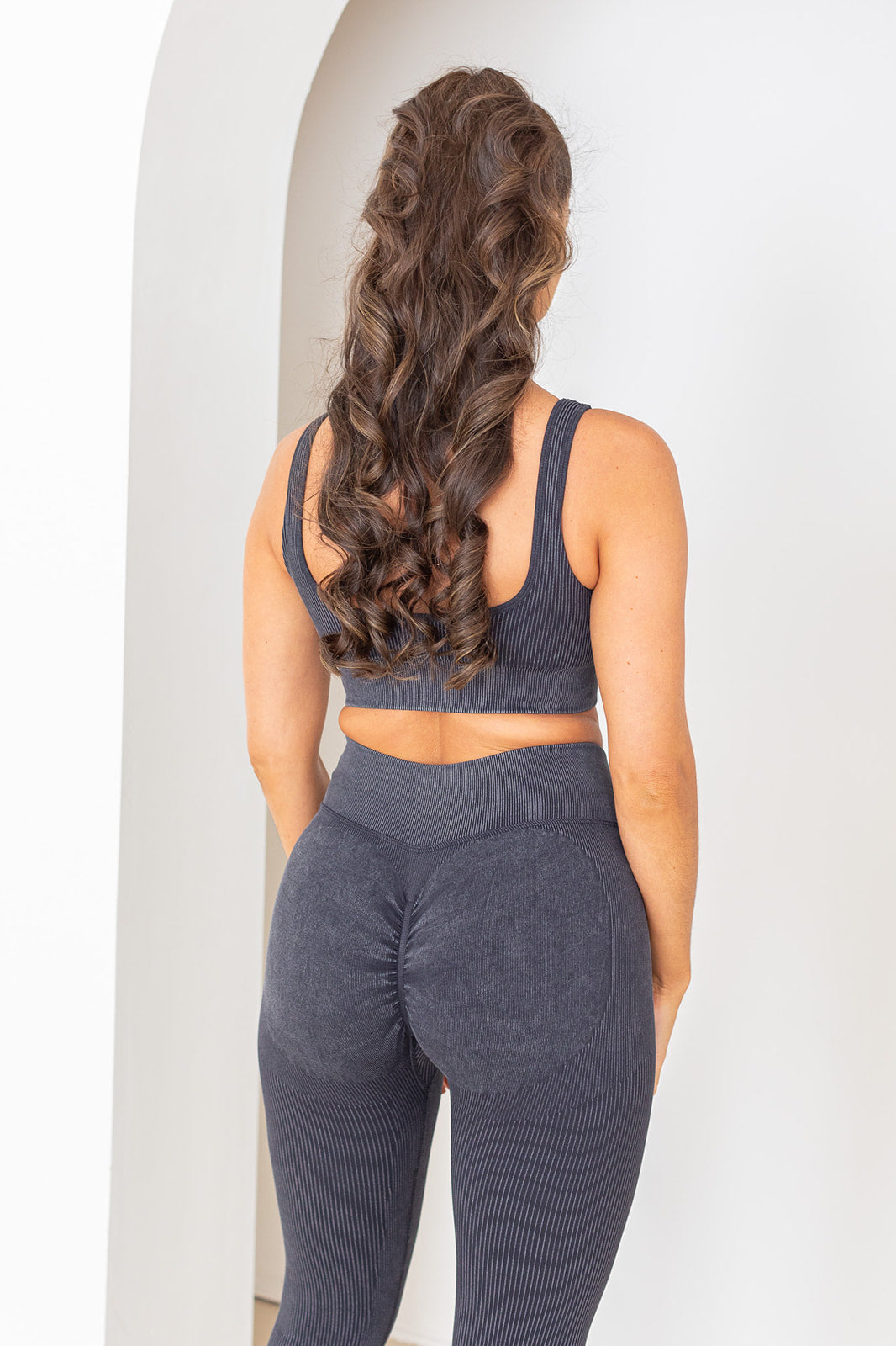 Ribbed Luxe Black Sports Bra