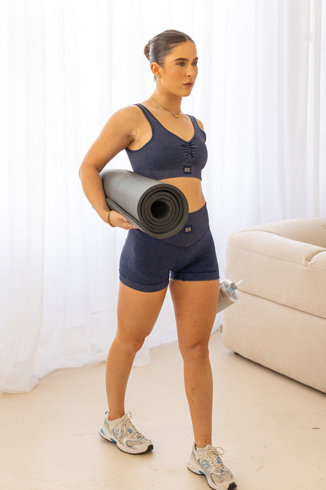 Ribbed Luxe Navy Shorts
