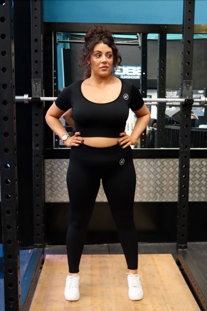 Spring Into Action Black Crop Top